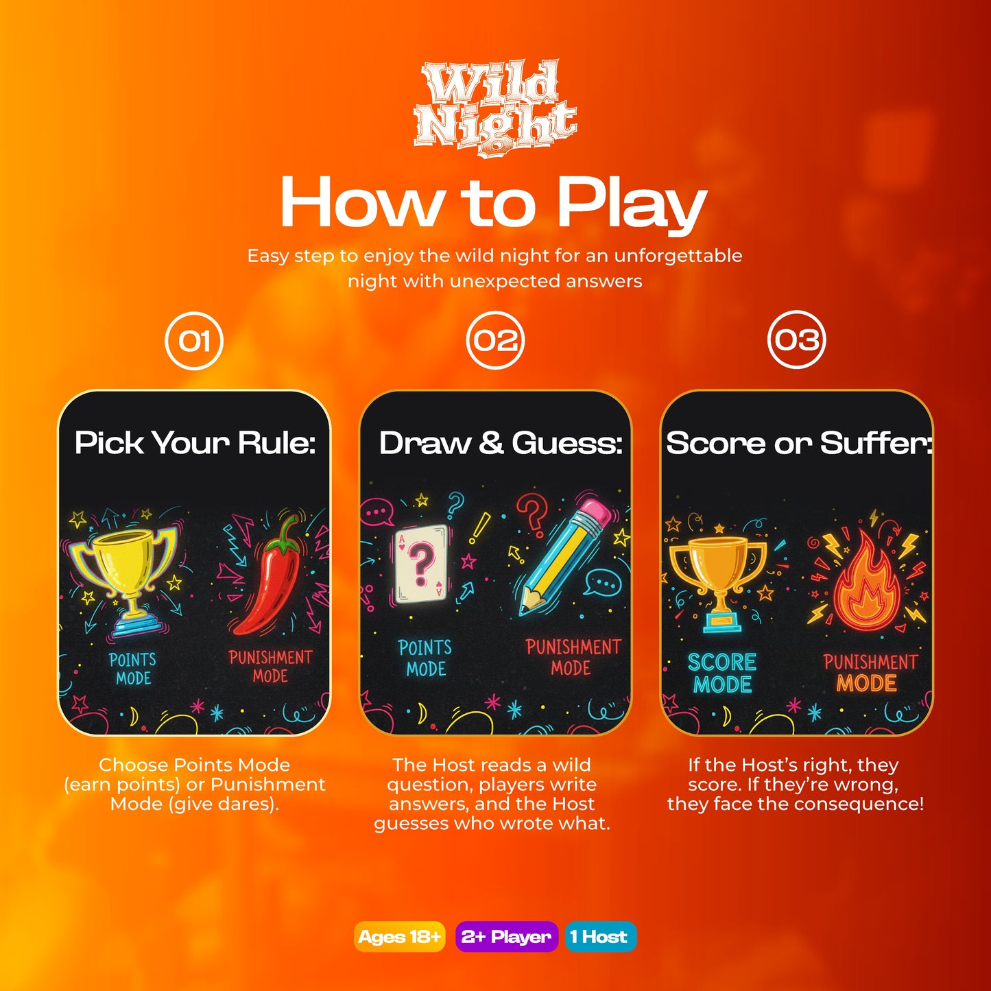 WILD NIGHT: The Spicy, Funny & Unforgettable Game Night Experience for Adults | Perfect for Parties, Game Nights, & Couples!